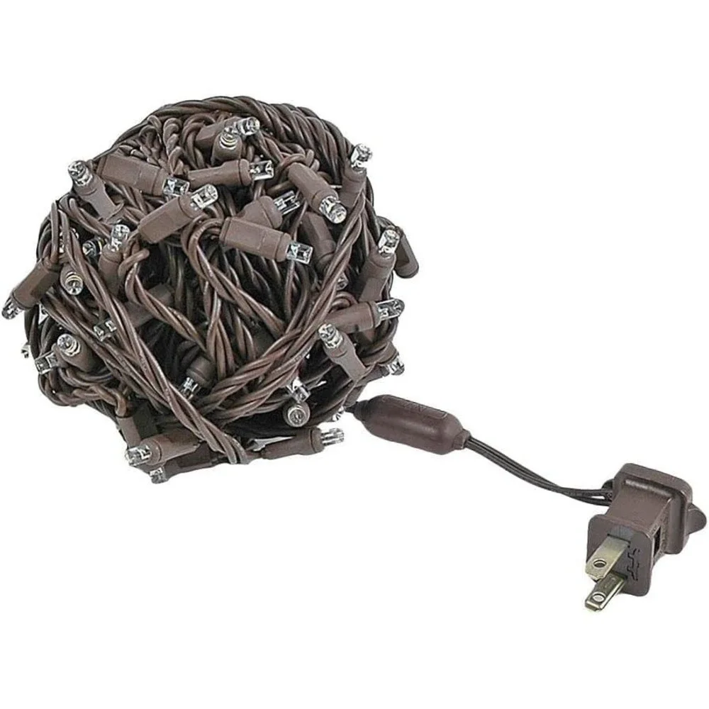 Commercial Grade 50ft 100 LED Warm White Teeny Rice Bulbs Brown String Lights